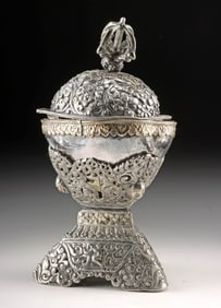 Tibetan Silver / Gilt Ritual Kapala Vajra Finial (Tantric Enlightenment)