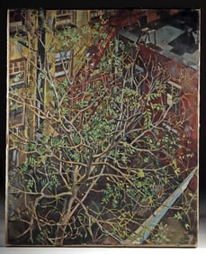 Edith Kramer Painting "Backyard w/ Ailanthus Tree" 1941