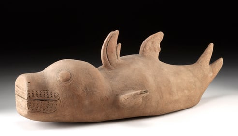 Huge Tumaco / La Tolita Pottery Shark Effigy Vessel, TL Tested