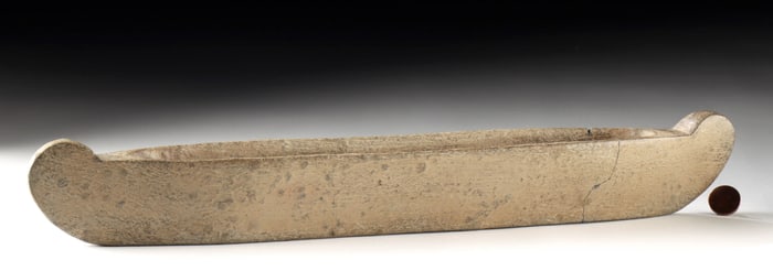 Native American Chumash Steatite Tomol Effigy Vessel (Canoe Form)