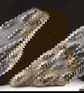 Huge Moroccan Fossil Table w/ Ammonites & Orthocerata: Ancient Seas, Morocco, Devonian Period, ca. 419.2 to 358.9 million years ago. A monumental polished fossil slab from the Devonian seas of Morocco, designed with four short modern legs that can