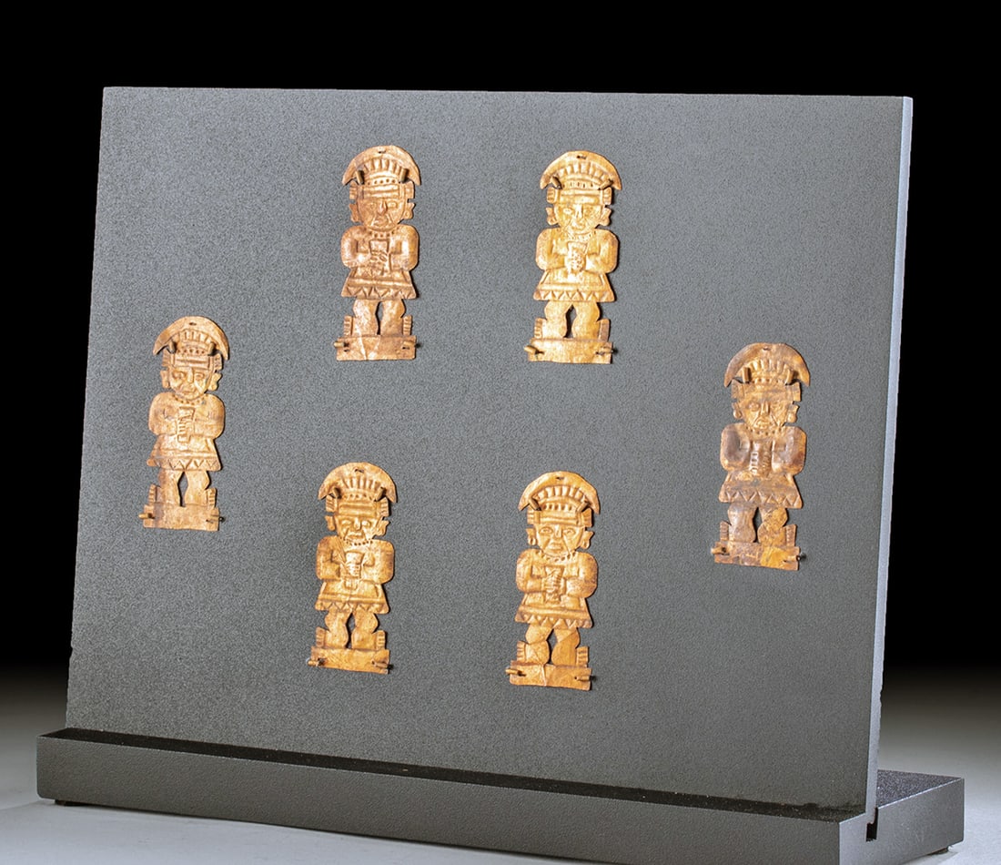 Six Chimu Copper Appliques - Lords Holding Keros (1 of 4)