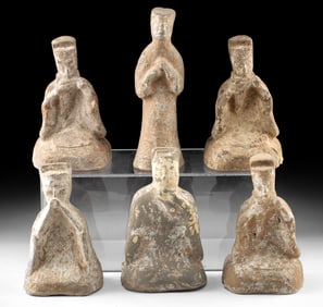 Han Dynasty Terracotta Tomb Figures Depicting 5 Musicians + Dancer