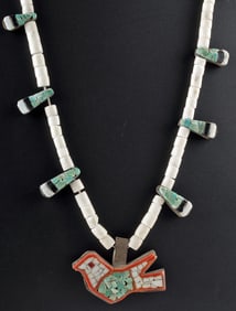 Published 1930s Kewa (Santo Domingo) Pueblo Mosaic Necklace