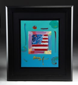 Peter Max Mixed Media & Acrylic "Flag with Heart" 2007