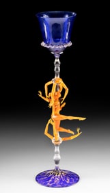 Lucio Bubacco Glass Goblet - Erotic Couple (1990)
