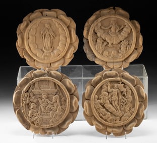 17th C. Baroque Devotional Wood Plaques - Life of Christ & Mary