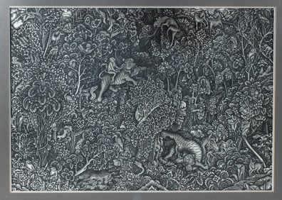 Ida Bagus Made Tagog Ink Painting - Bali Forest Animals