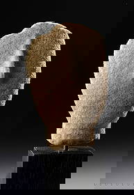 Early Cycladic II Marble Idol Head, Keros-Syros Culture: Ancient Greece, Early Cycladic II (Keros-Syros Culture), ca. 2700–2300 BCE. This minimalist marble head fragment exemplifies the abstract aesthetic of Cycladic figurines from the Early Bronze Age Ae