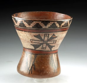 Nazca Polychrome Kero, Mountain-Steps / Rosettes, TL Tested