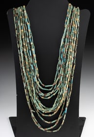 Bold Ancient Egyptian Faience Bead Multistrand Necklace