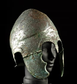 Greek Bronze Chalcidian Helmet, Hinged Cheek Guards