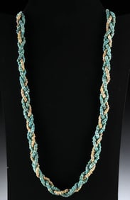 Ancient Egyptian Faience Necklace, Twisted Braid Strand