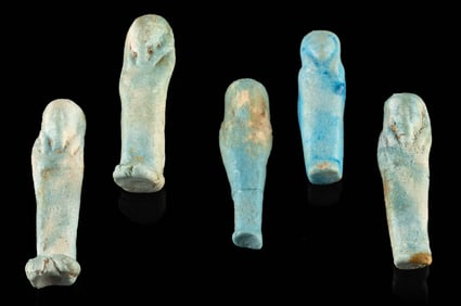 Five Egyptian Faience Ushabtis w/ Turquoise Glaze