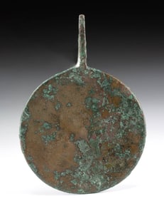 Ancient Roman Tin-Bronze Circular Mirror w/ Tang Handle