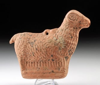 Whimsical Roman Terracotta Vessel - Stylized Ram Form
