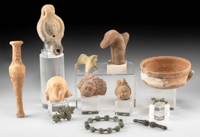 12 Roman, Greek, & Early Modern Pottery & Metal Objects