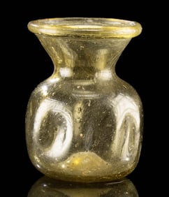 Fine & Intact Ancient Roman Dimpled Yellow Glass Jar