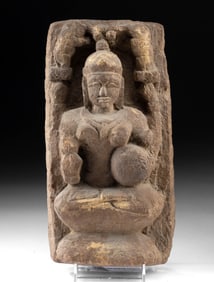 18th C. Indian Sandstone Panel of Deity Gajalakshmi