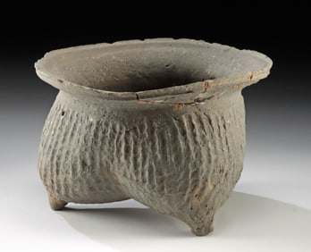 Ancient Chinese Shang Pottery Tripodal Li Vessel