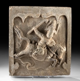 Chinese Song Dynasty Pottery Tile of Polo Horse Rider