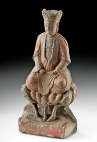 18th C. Chinese Wood Guanyin Consecrated w/ Niche