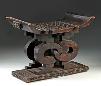 Ashanti Wood Stool w/ Adinkra Unity Motifs