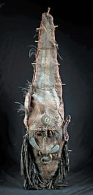 Huge Papua New Guinea Woven Dance Mask Crocodile Totem