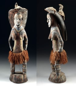 Papua New Guinea Painted Wood Female w/ Grass Skirt