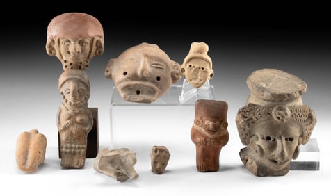 9 Mesoamerican Pottery Figures - Zapotec to Aztec