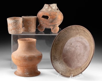 4 Teotihuacan, Maya, Nicoya, & Mixtec Vessels w/ TL