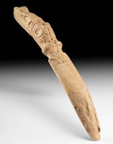 Taino Bone Vomit Spatula w/ Crocodile Head Handle