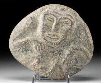 Taino Stone Zemi - Anthropomorphic Frog Carving