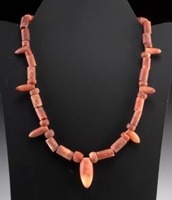 Pre-Columbian Tairona Carnelian Bullet Bead Necklace