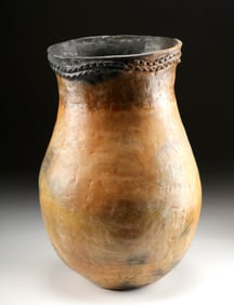 Tall Native American Cherokee Jar, Corrugated Rim