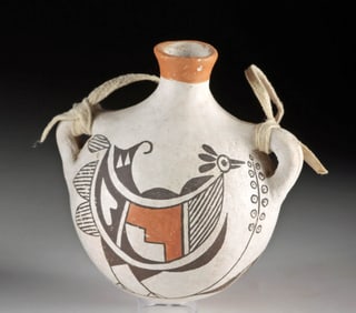 Acoma Polychrome Canteen w/ Bird by H. Antonio