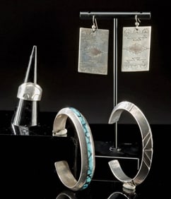 7 Navajo & Zuni Silver & Turquoise Jewelry Pieces