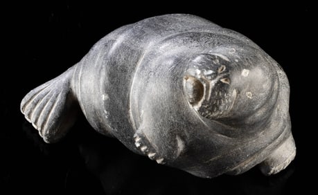 Canadian Inuit Soapstone Carving of Chubby Walrus