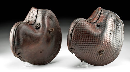 19th C. Mexican Tooled Leather Hooded Stirrups