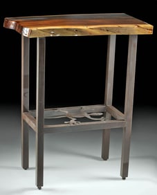 Percy Edwards Inlaid Live Edge Table & Gecko Steel Base