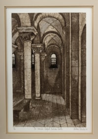 Valerie Thornton Etching "The Norman Chapel" (1982)