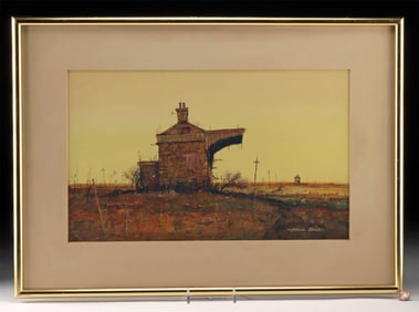 Laurence Roche Gouache on Board - Derelict Depot