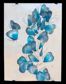 A. Vavilina Mixed Media - Blue Butterflies, Silver Leaf