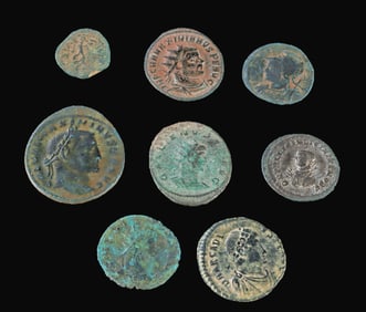 Eight Ancient Imperial Roman Bronze & Billon Coins