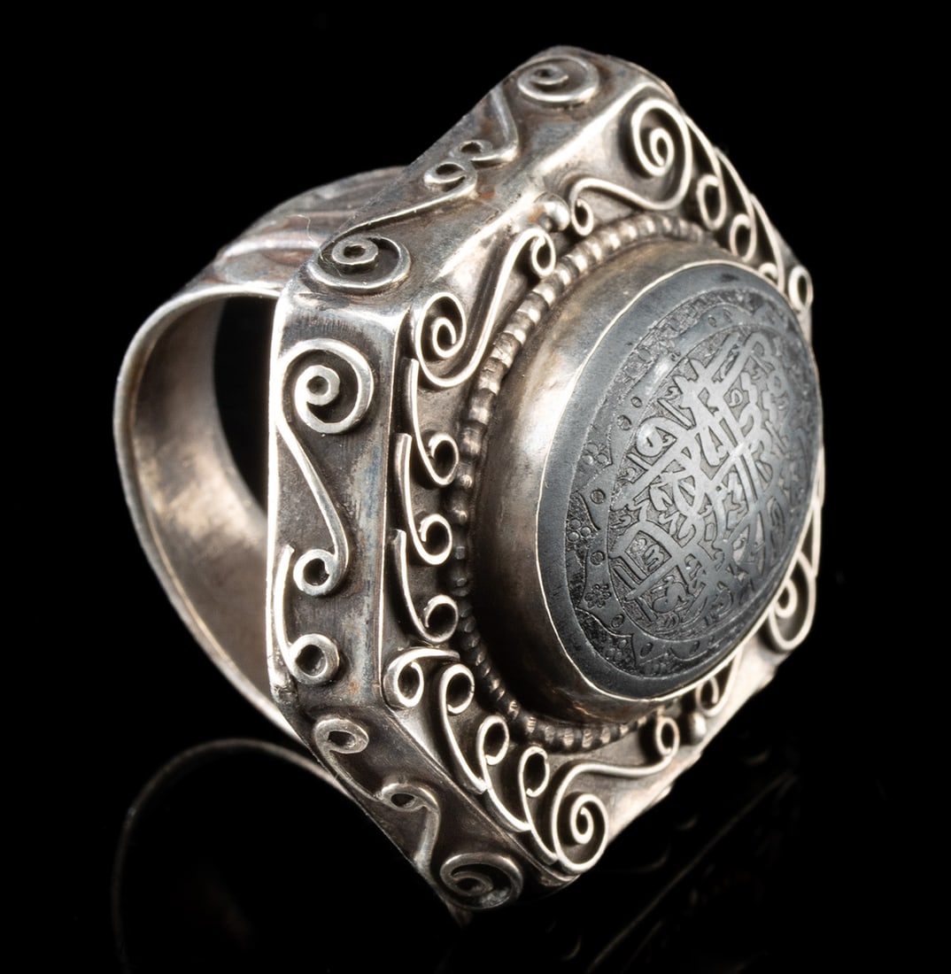 Massive Silver Arabian Seal Ring + Hematite Intaglio (1 of 2)