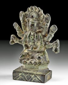 Early Nepalese Figural of Seated Deity w/ 8 Arms