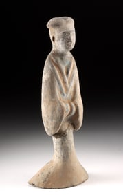 Ancient Chinese Han Dynasty Polychrome Tomb Attendant