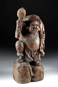 Japanese Meiji Wood Mingei Figure (of Daikoku)