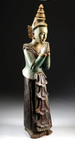 Early / Tall Thai Wood Thepphanom (Temple Figure)
