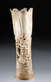 20th C. Balinese Openwork Bone Carving w/ Dragon